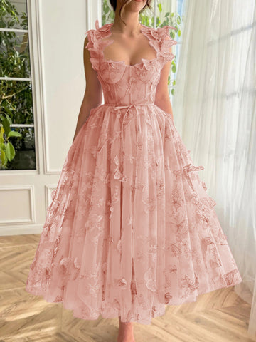 Aline Tüll Midi-Ballkleid mit 3D-Schmetterlingen