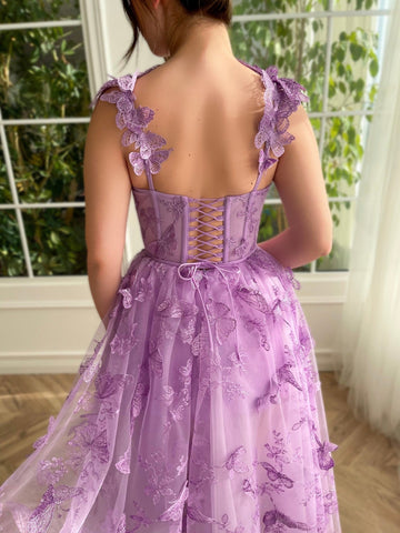 Aline Tüll Midi-Ballkleid mit 3D-Schmetterlingen