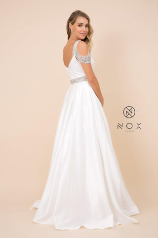 Long Classic Off Shoulder Wedding Dress White