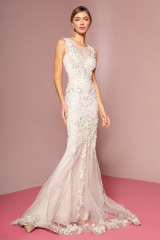 Long Fitted Sleeveless Wedding Dress Sale