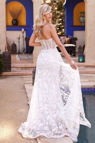 Long Formal Strapless Wedding Dress