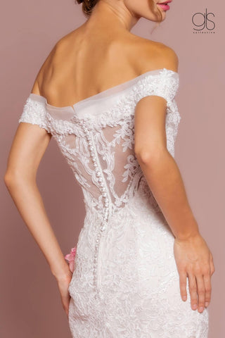 Long Off Shoulder Wedding Dress Bridal