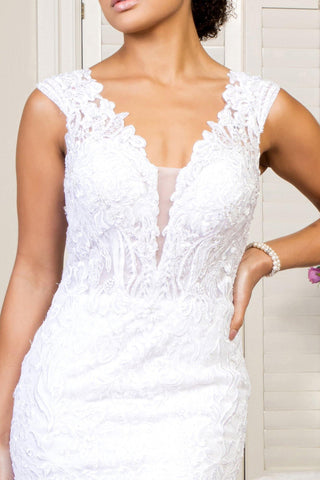 Long Mermaid Tail Lace Wedding Gown