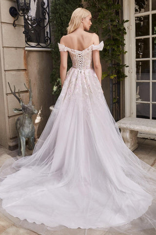 Long Off Shoulder Wedding Dress