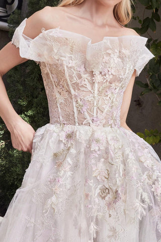 Long Off Shoulder Wedding Dress