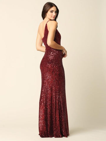 Long One Shoulder Formal Fitted Prom Dress