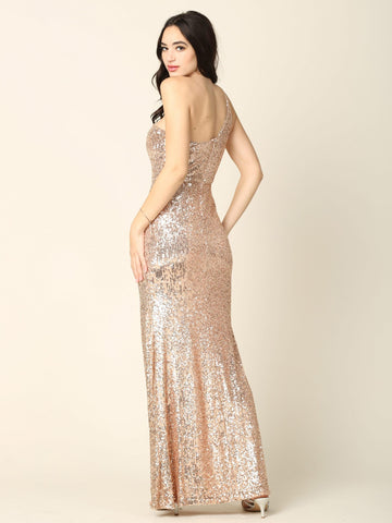 Long One Shoulder Formal Fitted Prom Dress