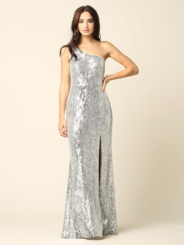 Long One Shoulder Formal Fitted Prom Dress
