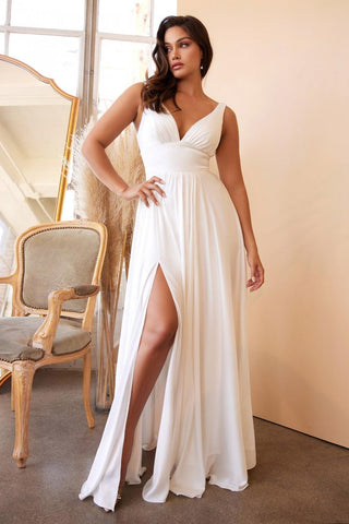Long Simple Sleeveless Wedding Dress