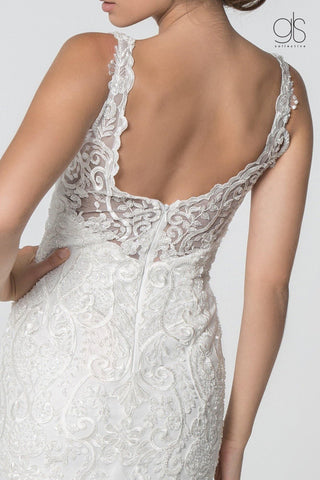 Long Sleeveless V-Neck Mermaid Wedding Gown