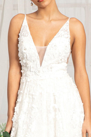 Long Spaghetti Strap Floral Applique Wedding Dress Sale