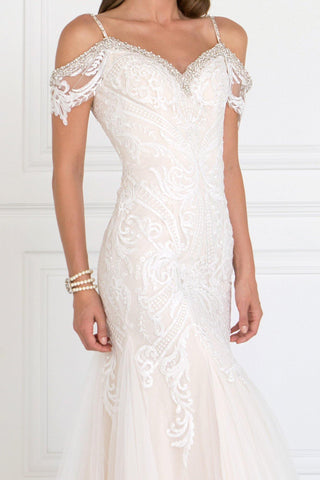 Long Wedding Dress with Lace Applique