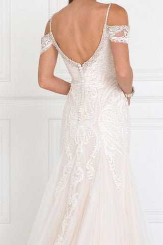 Long Wedding Dress with Lace Applique