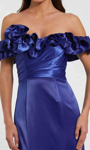Ruffle Trimmed Off Shoulder Prom Dress