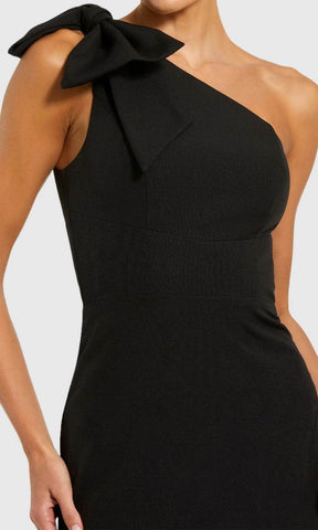 Bow Detail One-Shoulder Prom Gown