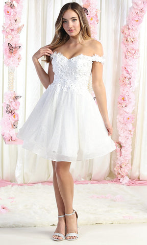 Schulterfreies Cocktailkleid mit Applikation