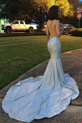 Mermaid Halter Sleeveless Floor-Length Formal Dresses