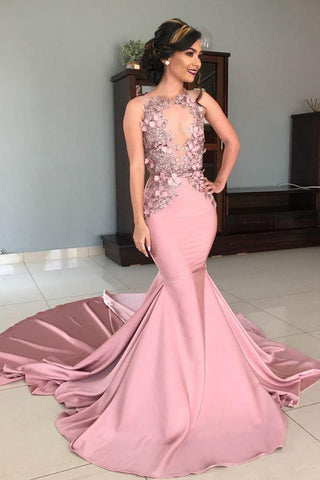 Mermaid Strapless Jewel Appliques Chic Prom Dresses Glamorous Long Evening Dresses With Chapel Train