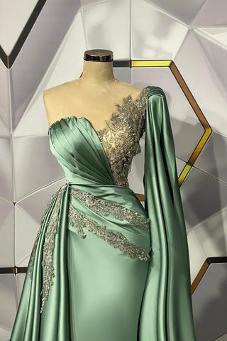Mermaidal Long Appliques Lace With Shawl Prom Dresses