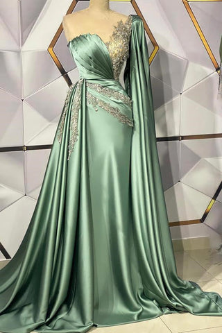 Mermaidal Long Appliques Lace With Shawl Prom Dresses
