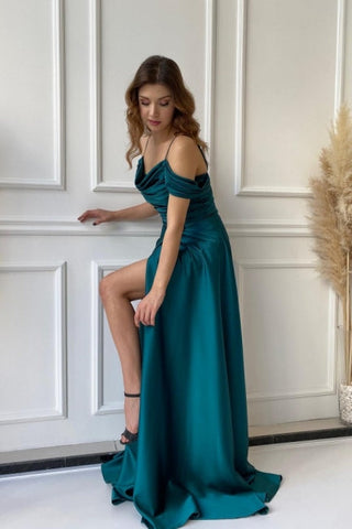 Modest Long Off-the-shoulder A-line Evening Prom Dresseses With Split Online