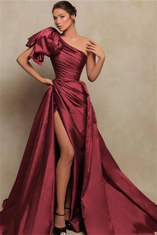 Modest One Shoulder Mermaid Prom Dresses Long Slit Online