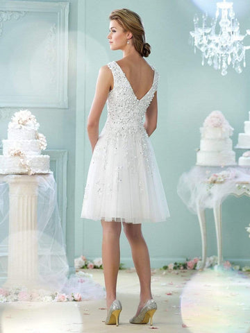 Mon Cheri - Embellished V-Neck A-Line Cocktail Dress 215104 - 1 pc Blush in Size 6 Available