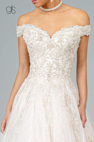 Multi-Layered Embroidered Long Wedding Gown
