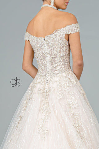 Multi-Layered Embroidered Long Wedding Gown