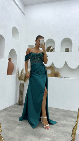 New Arrival Off-the-Shoulder Sleeveless Mermaid Evening Party Gowns Long Slit Online