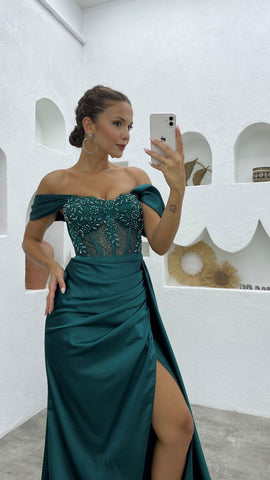 New Arrival Off-the-Shoulder Sleeveless Mermaid Evening Party Gowns Long Slit Online