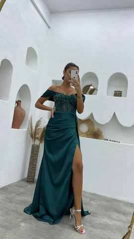 New Arrival Off-the-Shoulder Sleeveless Mermaid Evening Party Gowns Long Slit Online