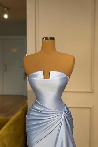 New In Long Blue Mermaid Modest Sleeveless Evening Prom Dresseses