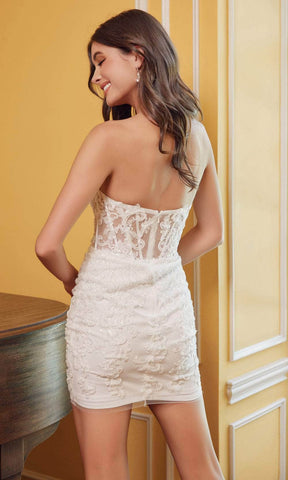 Besticktes trägerloses Cocktailkleid