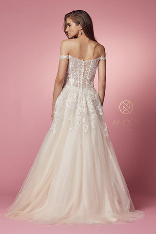 Off Shoulder A-Line Long Wedding Gown