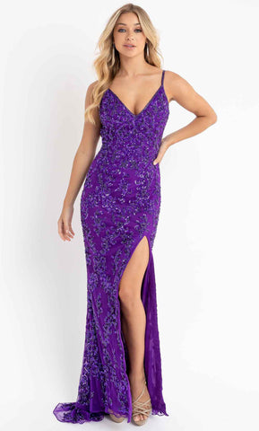 Floral Sequin Prom Dress