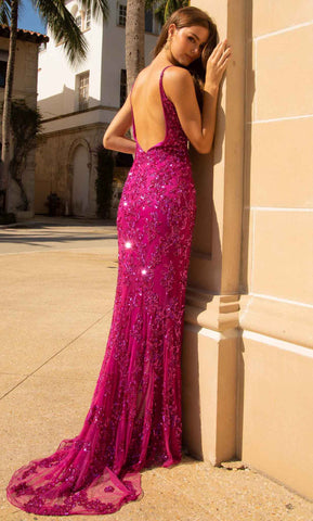 Floral Sequin Prom Dress