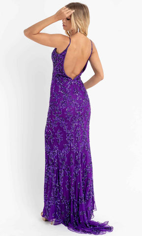 Floral Sequin Prom Dress