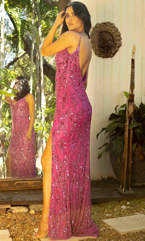 Floral Sequin Prom Dress