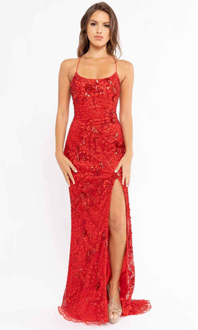 Embellished Scoop Neck Prom Gown