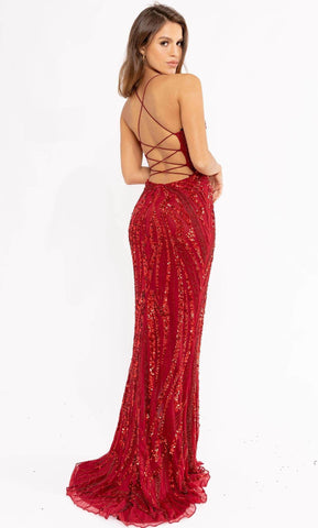 V-Neck Beaded Prom Dress