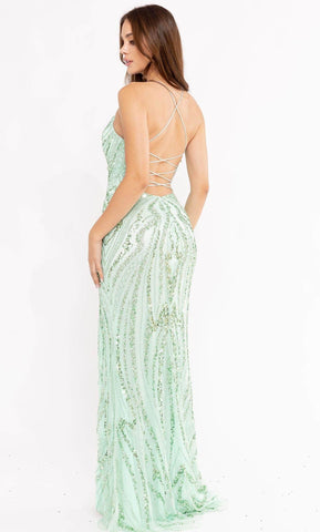 V-Neck Beaded Prom Dress