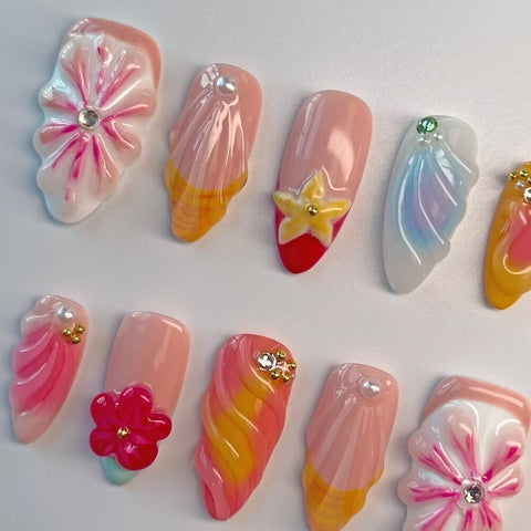 Bubble Bath TipCarefully designed pure handmade press-on gel nails