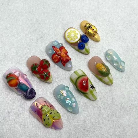 Hot SaleFruit WorldHandmade Artificial Gel Nail Press-On Nails