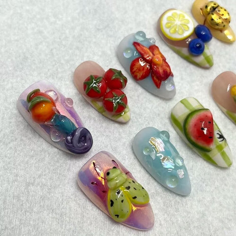 Hot SaleFruit WorldHandmade Artificial Gel Nail Press-On Nails