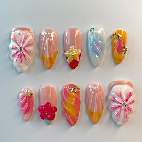 Bubble Bath TipCarefully designed pure handmade press-on gel nails