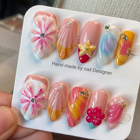 Bubble Bath TipCarefully designed pure handmade press-on gel nails