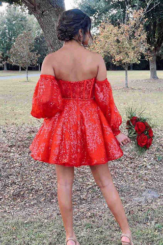 A-Linien-Heimkehrkleid mit Sweetheart-Korsett und Ärmeln