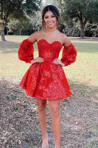 A-Linien-Heimkehrkleid mit Sweetheart-Korsett und Ärmeln