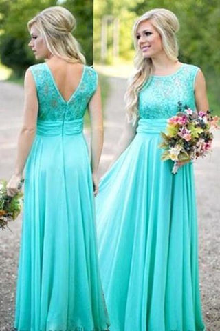 New Arrival Green Chiffon A-line Sleeveless Evening Dresses Prom Dress